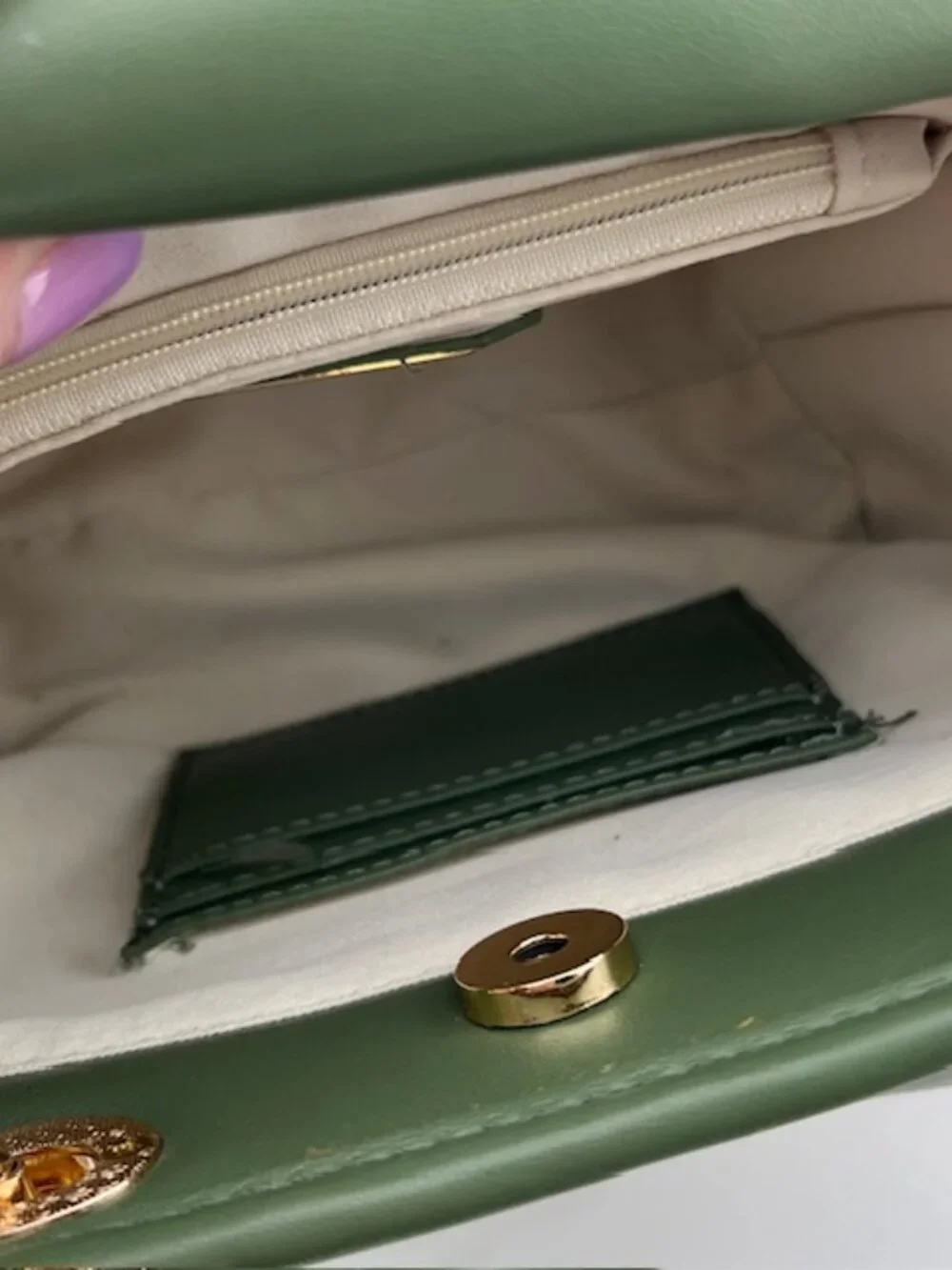 Madison West Green/Cream Contemporary Convertible Crossbody Handbag NWOT